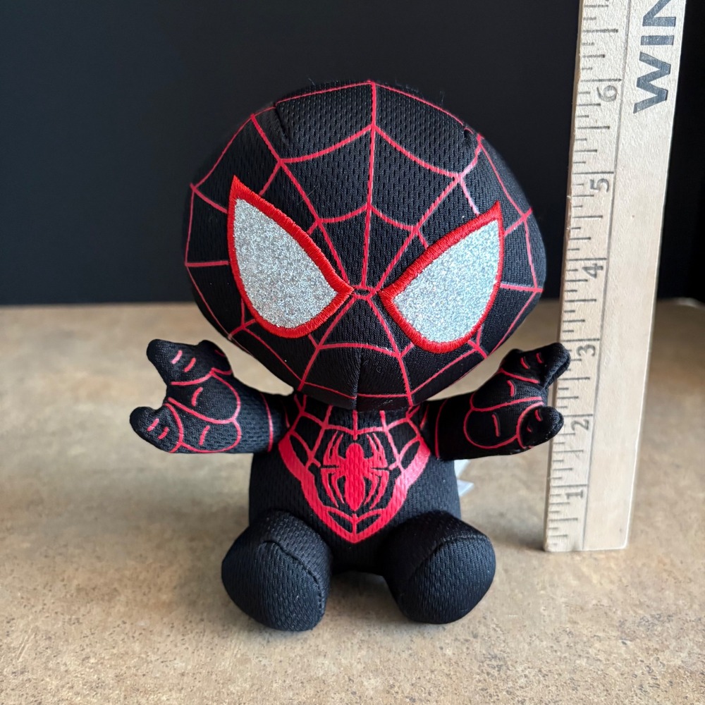 TY Spider-Man Glitter Eyes Plush Beanbag Marvel Toy Black Red Stuffed Animal 6" - Picture 4 of 4